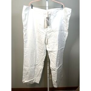 NEW 100% Linen White wide leg pants beach causal lounge fairycore flowy 24W
